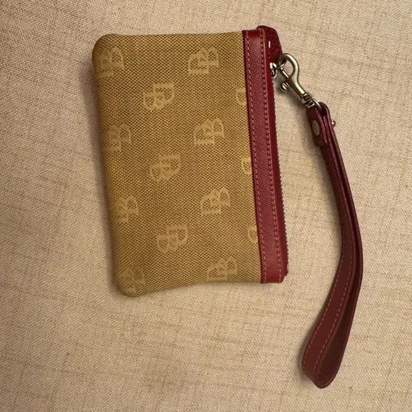 Dooney & Bourke Brown and Red Wristlet - Picture 2 of 3